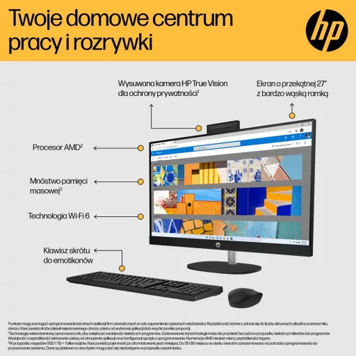 HP 27-cr0232nw AMD Ryzen™ 5 7520U 68.6 cm (27") 1920 x 1080 px All-in-One PC 16 GB LPDDR5-SDRAM 512 GB SSD Windows 11 Home Wi-Fi 6 (802.11ax) White