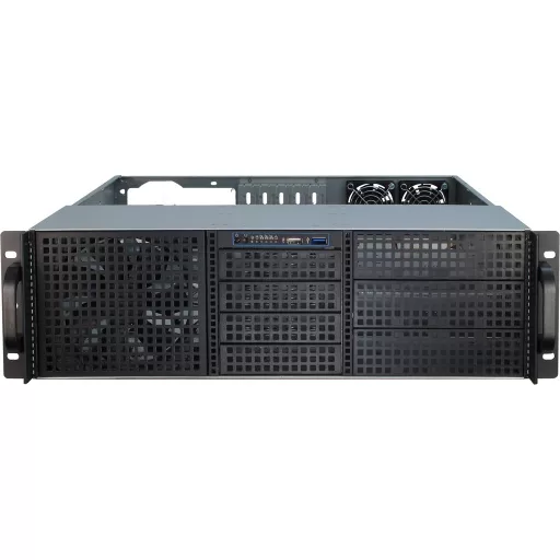 Inter-Tech 3U-30248 Rack Fekete, Rozsdamentes acél