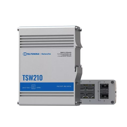 Teltonika TSW210 hálózati kapcsoló Beállítást nem igénylő (unmanaged) Gigabit Ethernet (10/100/1000) Alumínium