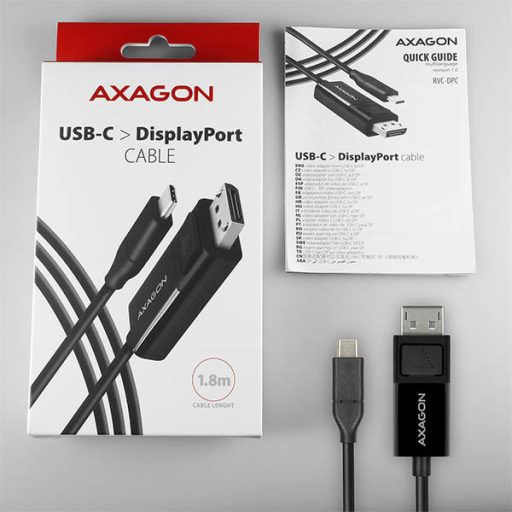 Axagon RVC-DPC video átalakító kábel 1,8 M USB C-típus DisplayPort Fekete