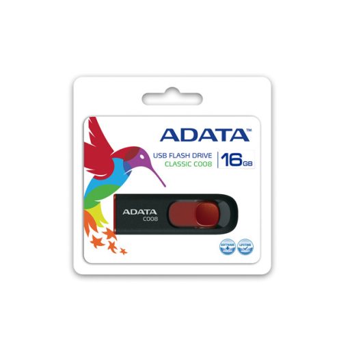 ADATA C008 USB flash meghajtó 16 GB USB A típus 2.0 Fekete, Vörös
