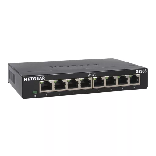 NETGEAR GS308-300PES hálózati kapcsoló Beállítást nem igénylő (unmanaged) L2 Gigabit Ethernet (10/100/1000) Fekete