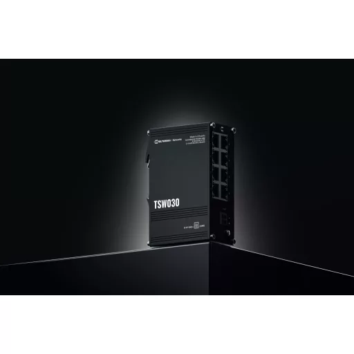 Teltonika NETWORKS TSW030 8-Port Ethernet Switch Beállítást nem igénylő (unmanaged) Fast Ethernet (10/100) Fekete