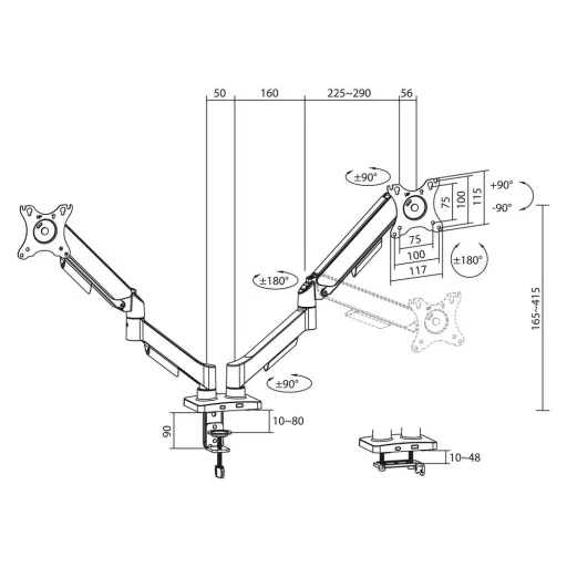 ACT AC8314 asztali TV konzol 86,4 cm (34") Fekete
