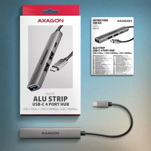 AXAGON HUE-STC ALU STRIP USB-C 4 port hub