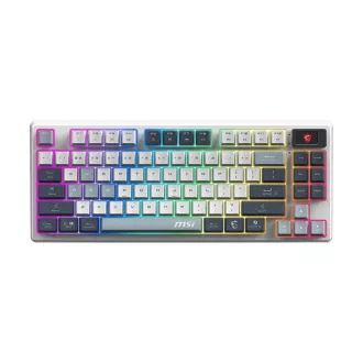   MSI FORGE GK600 TKL WIRELESS SKY billentyűzet Játék USB + Bluetooth QWERTY Brit angol Kék, Fehér