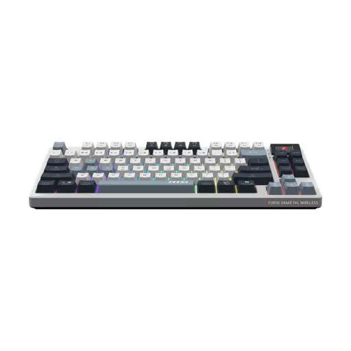MSI FORGE GK600 TKL WIRELESS SKY billentyűzet Játék USB + Bluetooth QWERTY Brit angol Kék, Fehér