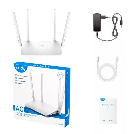 Cudy WR1300 vezetéknélküli router Gigabit Ethernet Kétsávos (2,4 GHz / 5 GHz) Fehér