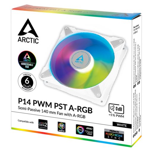 ARCTIC P14 PWM PST A-RGB 14 cm Fehér 1 db