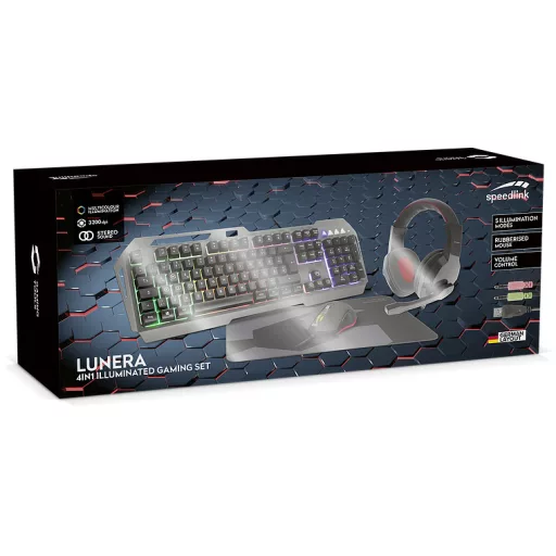 SPEEDLINK LUNERA 4in1 billentyűzet Egér mellékelve Játék USB QWERTZ Német Fekete