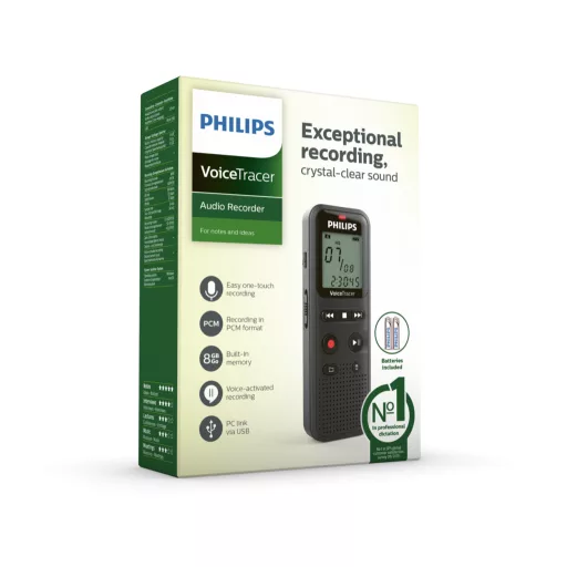 Philips VoiceTracer 8 kHz Fekete