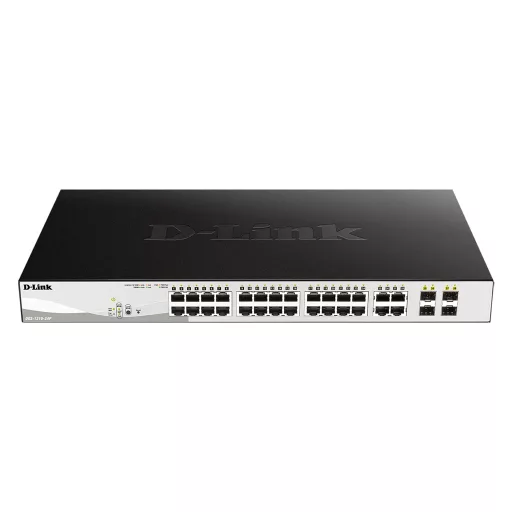D-Link DGS-1210-24P Vezérelt L2 Gigabit Ethernet (10/100/1000) Ethernet-áramellátás (PoE) támogatása Fekete