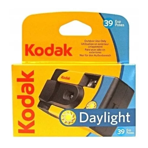 Kodak DAYLIGHT Camera, Photographic Disposable with color film 39 photos. No built-in flash.