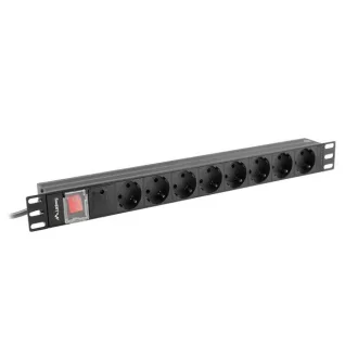   Lanberg PDU-08F-0200-BK áramelosztó egység (PDU) 8 AC kimenet(ek) 1U Fekete