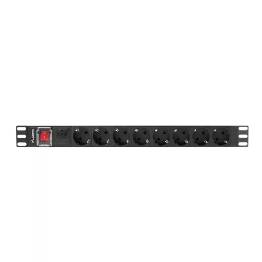 Lanberg PDU-08F-0200-BK áramelosztó egység (PDU) 8 AC kimenet(ek) 1U Fekete