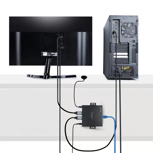 StarTech.com 4K70IC-EXTEND-HDMI audió/videó jeltovábbító AV adó- és vevőegység Fekete