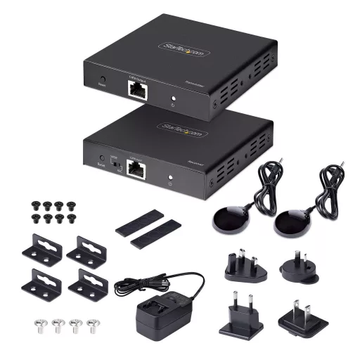 StarTech.com 4K70IC-EXTEND-HDMI audió/videó jeltovábbító AV adó- és vevőegység Fekete