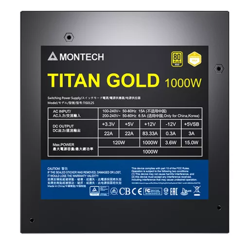 Montech TITAN GOLD 1000W 20+4 pin ATX ATX Fekete