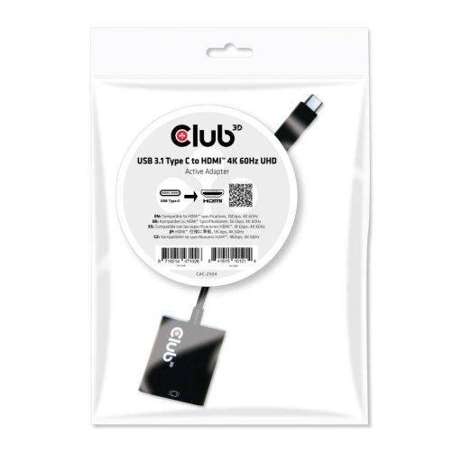 CLUB3D CAC-2504 video átalakító kábel 0,15 M USB C-típus HDMI A-típus (Standard) Fekete