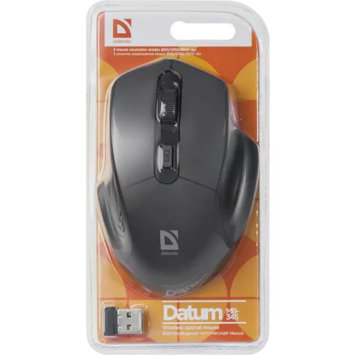 Defender Datum MB-345 egér Jobbkezes Vezeték nélküli RF Optikai 1600 DPI