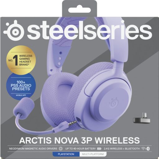 Steelseries Arctis Nova 3P Headset Vezeték nélküli Fejpánt Zene/általános Bluetooth Levendula