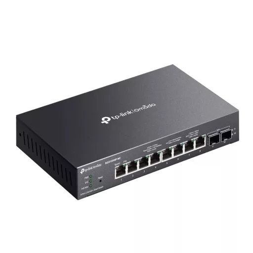 TP-Link Omada SG2210XMP-M2 hálózati kapcsoló Vezérelt L2/L2+ 2.5G Ethernet (100/1000/2500) Ethernet-áramellátás (PoE) támogatása Asztali/falra szerelhető Fekete