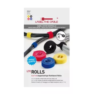   Label-the-cable ROLLS vezetékkötegelő Tépőzár Fekete, Kék, Vörös, Sárga 4 db