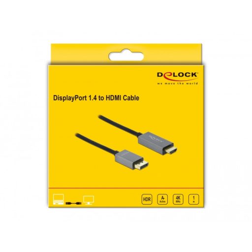 DeLOCK 85928 video átalakító kábel 1 M DisplayPort HDMI Fekete, Szürke