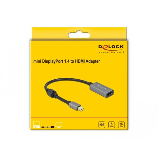 DeLOCK 66570 video átalakító kábel 0,2 M Mini DisplayPort HDMI A-típus (Standard) Fekete, Szürke