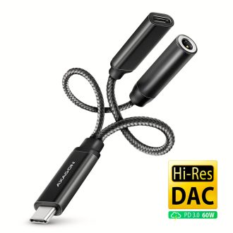   Axagon ADA-HCPD audio kábel 0,1 M USB-C, 3.5 mm USB-C Fekete