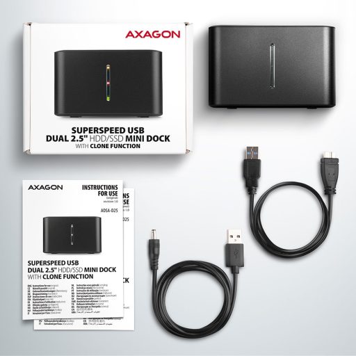 Axagon ADSA-D25 dokkoló állomás tárolóegységhez USB 3.2 Gen 1 (3.1 Gen 1) Type micro-B Fekete