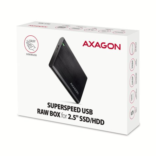 Axagon EE25-A6M tárolóegység burkolat HDD/SSD ház Fekete 2.5"