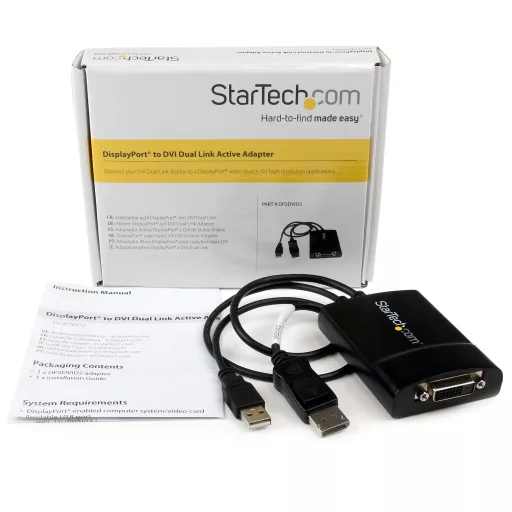 StarTech.com DP2DVID2 video átalakító kábel 0,37 M DisplayPort DVI-D Fekete