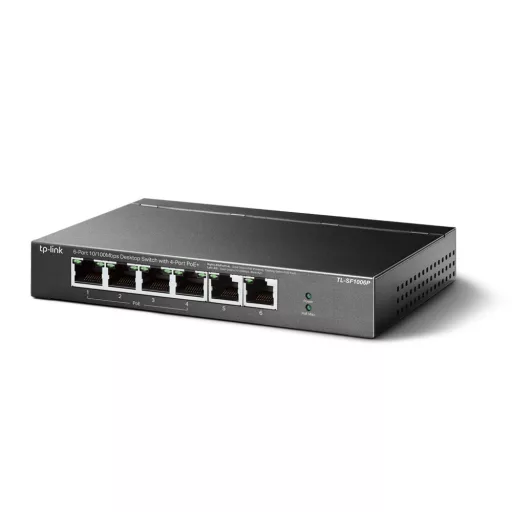 TP-Link TL-SF1006P hálózati kapcsoló Beállítást nem igénylő (unmanaged) Fast Ethernet (10/100) Ethernet-áramellátás (PoE) támogatása Fekete