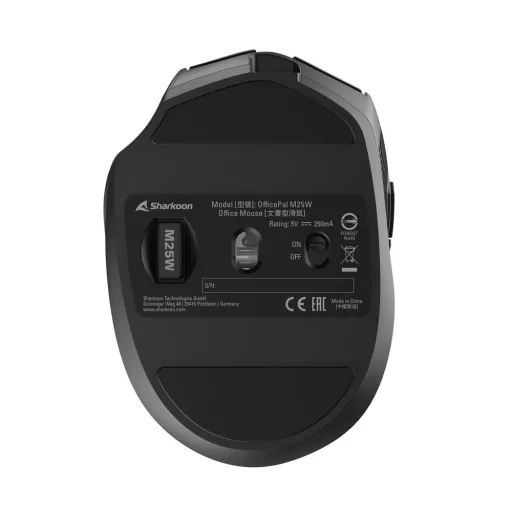 Sharkoon OfficePal M25W egér Játék Jobbkezes RF Wireless + USB Type-C Optikai 4000 DPI