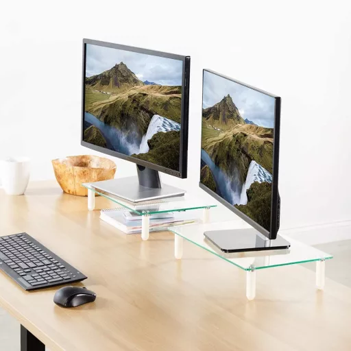 Techly ICA-MS 461 asztali TV konzol 81,3 cm (32") Átlátszó
