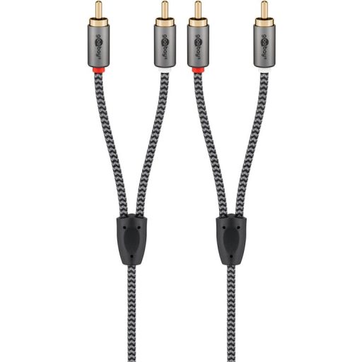 Goobay 65292 audio kábel 1 M 2 x RCA Fekete, Ezüst