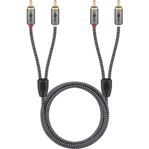 Goobay 65292 audio kábel 1 M 2 x RCA Fekete, Ezüst