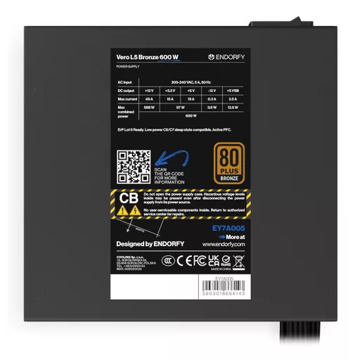 ENDORFY Vero L5 Bronze 600W 24-pin ATX ATX Fekete