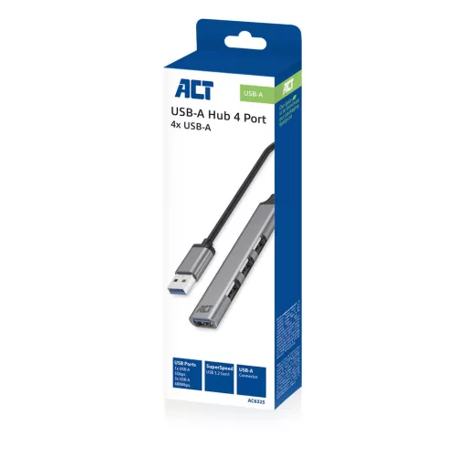 ACT AC6325 hálózati csatlakozó USB 3.2 Gen 1 (3.1 Gen 1) Type-A 5000 Mbit/s Szürke