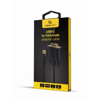   Gembird A-CM-VGAM-01 video átalakító kábel 2 M USB C VGA (D-Sub) Fekete