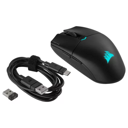 Corsair KATAR ELITE Wireless egér Játék Jobbkezes RF Wireless + Bluetooth + USB Type-A Optikai 26000 DPI