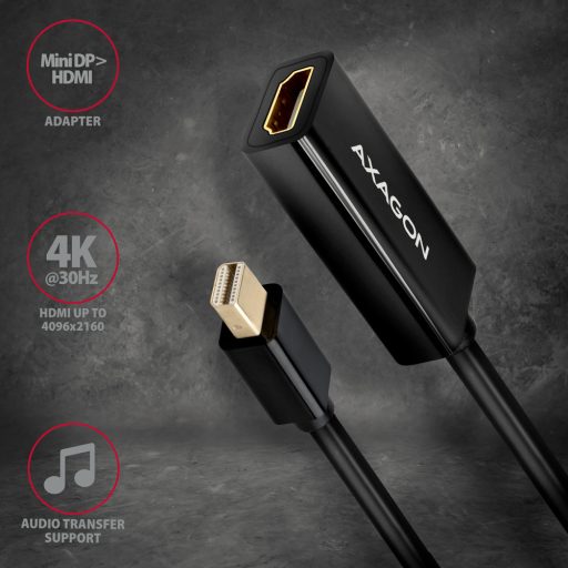 Axagon RVDM-HI14N video átalakító kábel 0,15 M Mini DisplayPort HDMI Fekete
