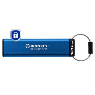   Kingston Technology IronKey Keypad 200 USB flash meghajtó 128 GB USB A típus 3.2 Gen 1 (3.1 Gen 1) Kék