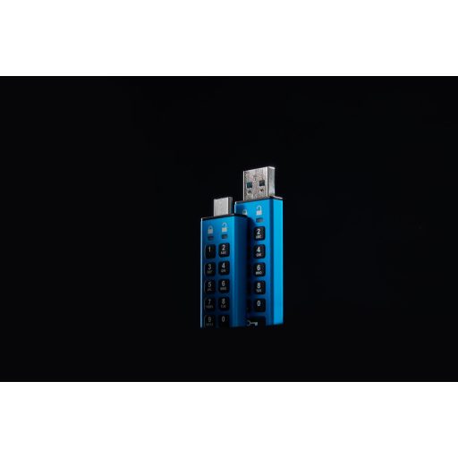 Kingston Technology IronKey Keypad 200 USB flash meghajtó 128 GB USB A típus 3.2 Gen 1 (3.1 Gen 1) Kék