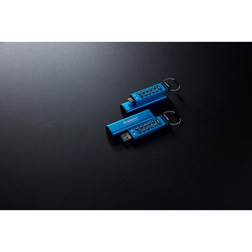 Kingston Technology IronKey Keypad 200 USB flash meghajtó 128 GB USB A típus 3.2 Gen 1 (3.1 Gen 1) Kék