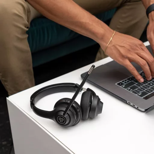JLab Go Work Gen 2 Headset Vezetékes és vezeték nélküli Fejpánt Hívás/zene USB C-típus Bluetooth Fekete, Kék