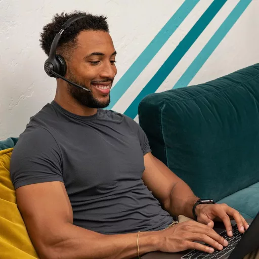 JLab Go Work Gen 2 Headset Vezetékes és vezeték nélküli Fejpánt Hívás/zene USB C-típus Bluetooth Fekete, Kék
