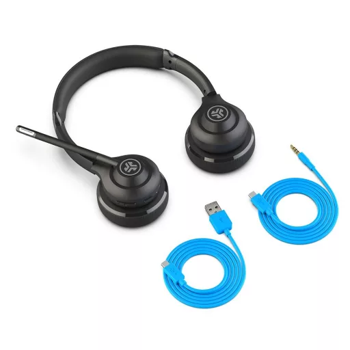 JLab Go Work Gen 2 Headset Vezetékes és vezeték nélküli Fejpánt Hívás/zene USB C-típus Bluetooth Fekete, Kék