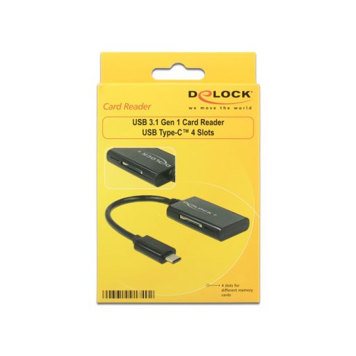 DeLOCK 91740 kártyaolvasó USB 3.2 Gen 1 (3.1 Gen 1) Type-C Fekete